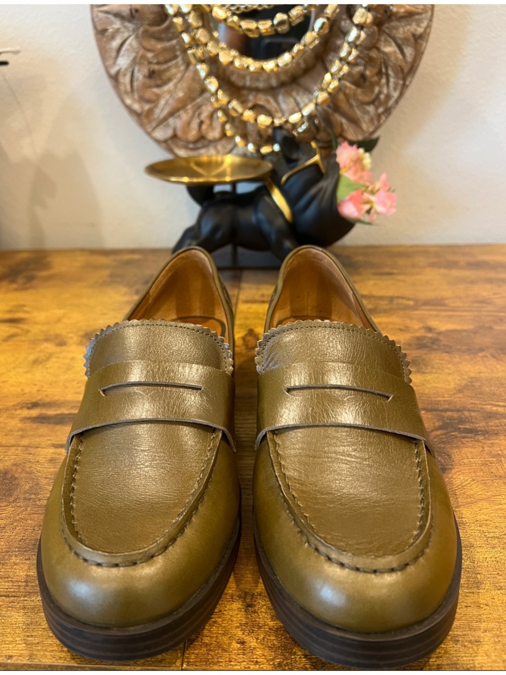 Lucky Brand Floriss Olive Green Penny Loafers - Picture 1 of 8
